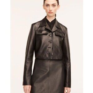 Rebecca Taylor Cropped Black Leather Jacket